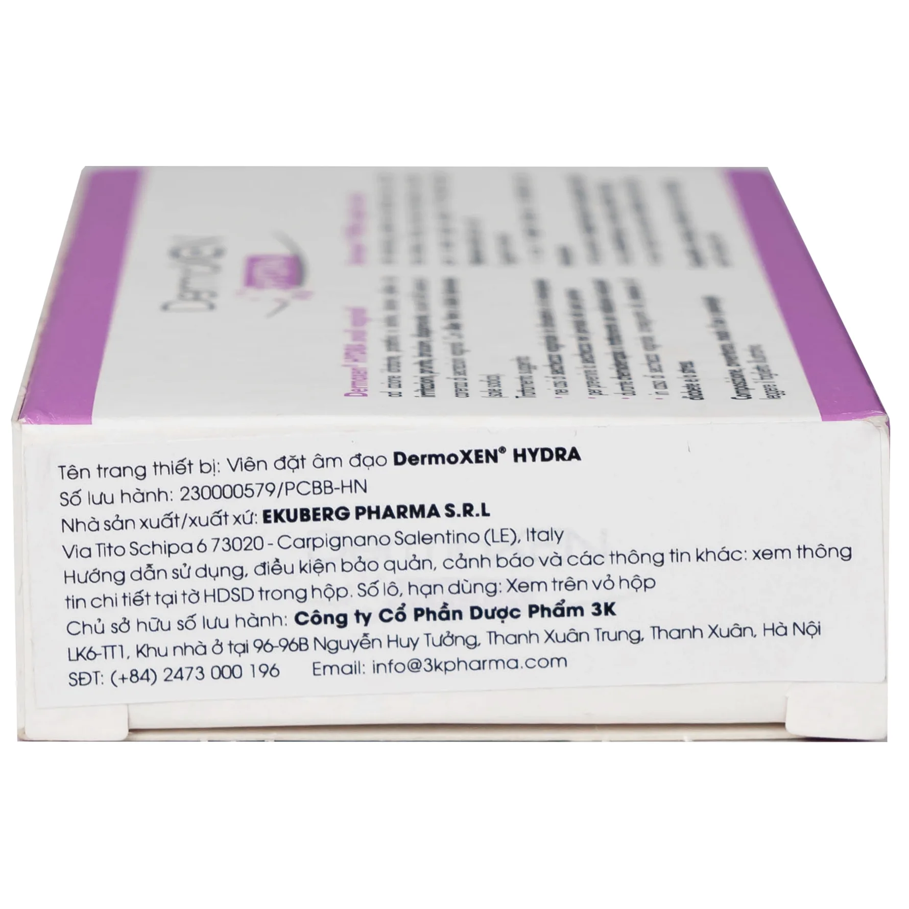 Hình ảnh Viên đặt âm đạo DermoXEN® HYDRA Ekuberg Pharma làm ẩm, bảo vệ và làm mềm, giảm kích ứng (1 vỉ x 7 viên)