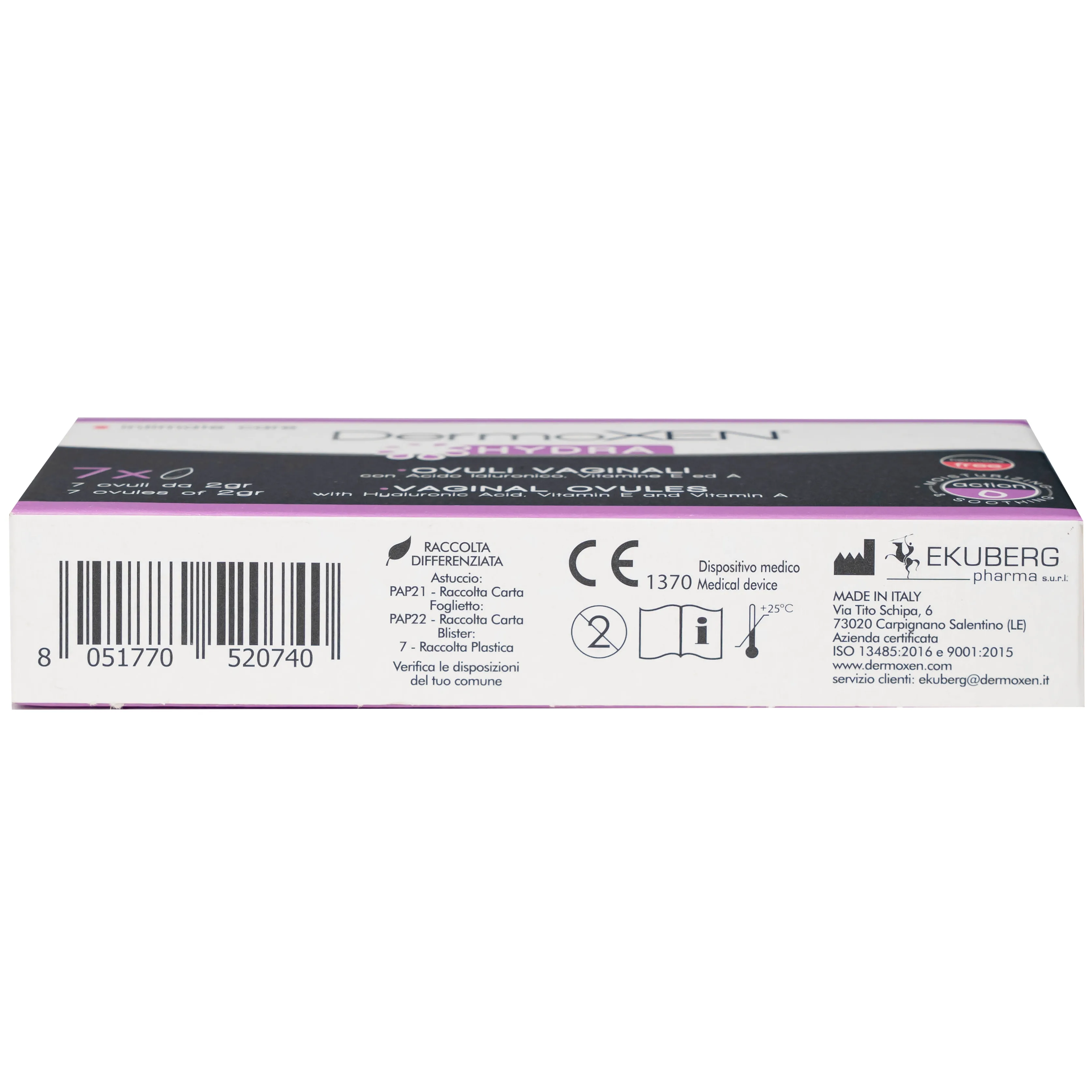 Hình ảnh Viên đặt âm đạo DermoXEN® HYDRA Ekuberg Pharma làm ẩm, bảo vệ và làm mềm, giảm kích ứng (1 vỉ x 7 viên)