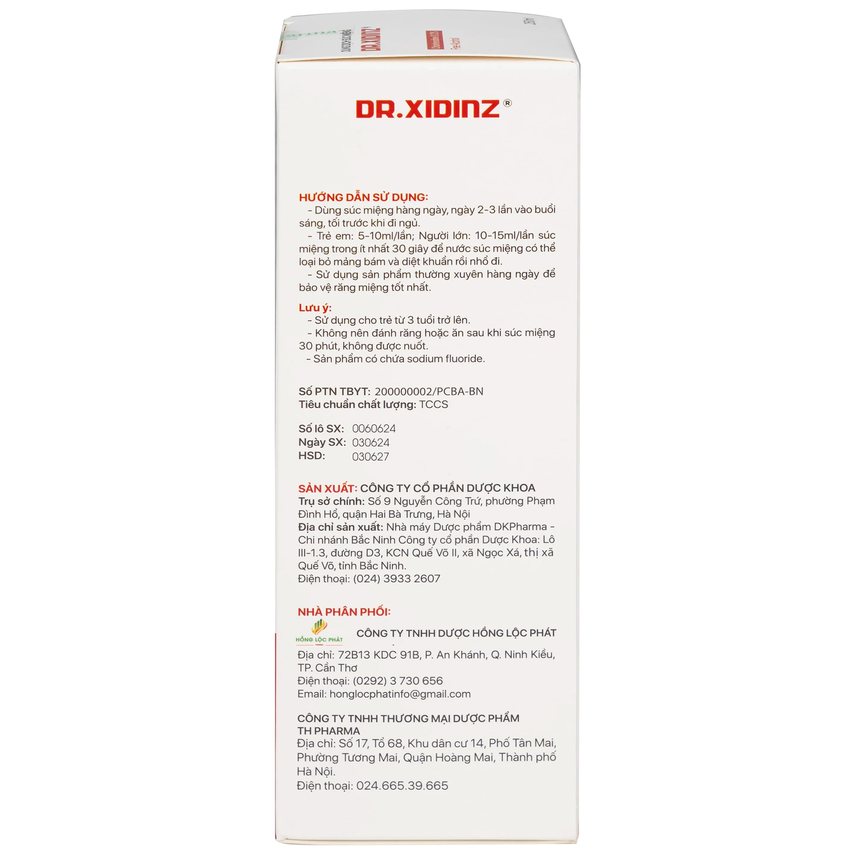 Hình ảnh Nước súc miệng Dr.Xidinz 250ml DK Pharma loại bỏ và ngăn ngừa mảng bám, làm trắng răng