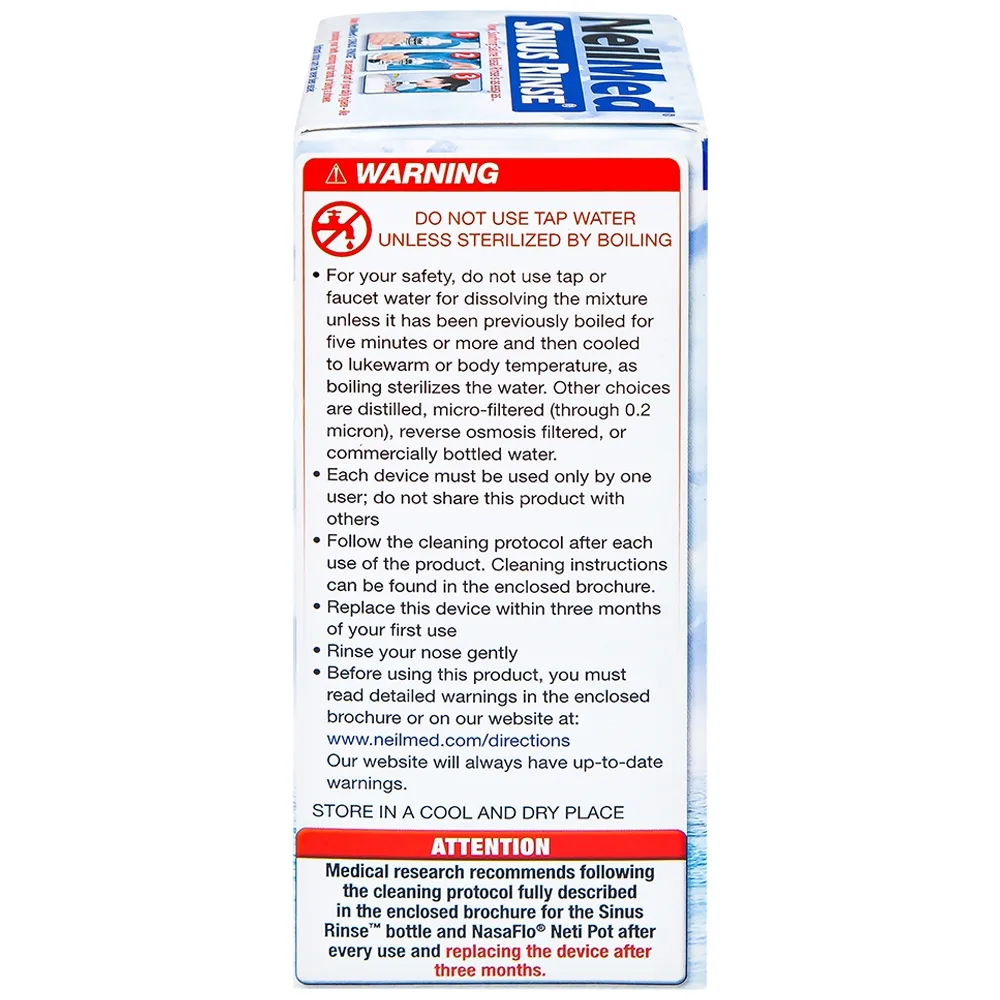 Hình ảnh Bộ dụng cụ 1 bình + 10 gói bột rửa mũi NeilMed Sinus Rinse làm sạch và ngăn ngừa chứng viêm mũi dị ứng