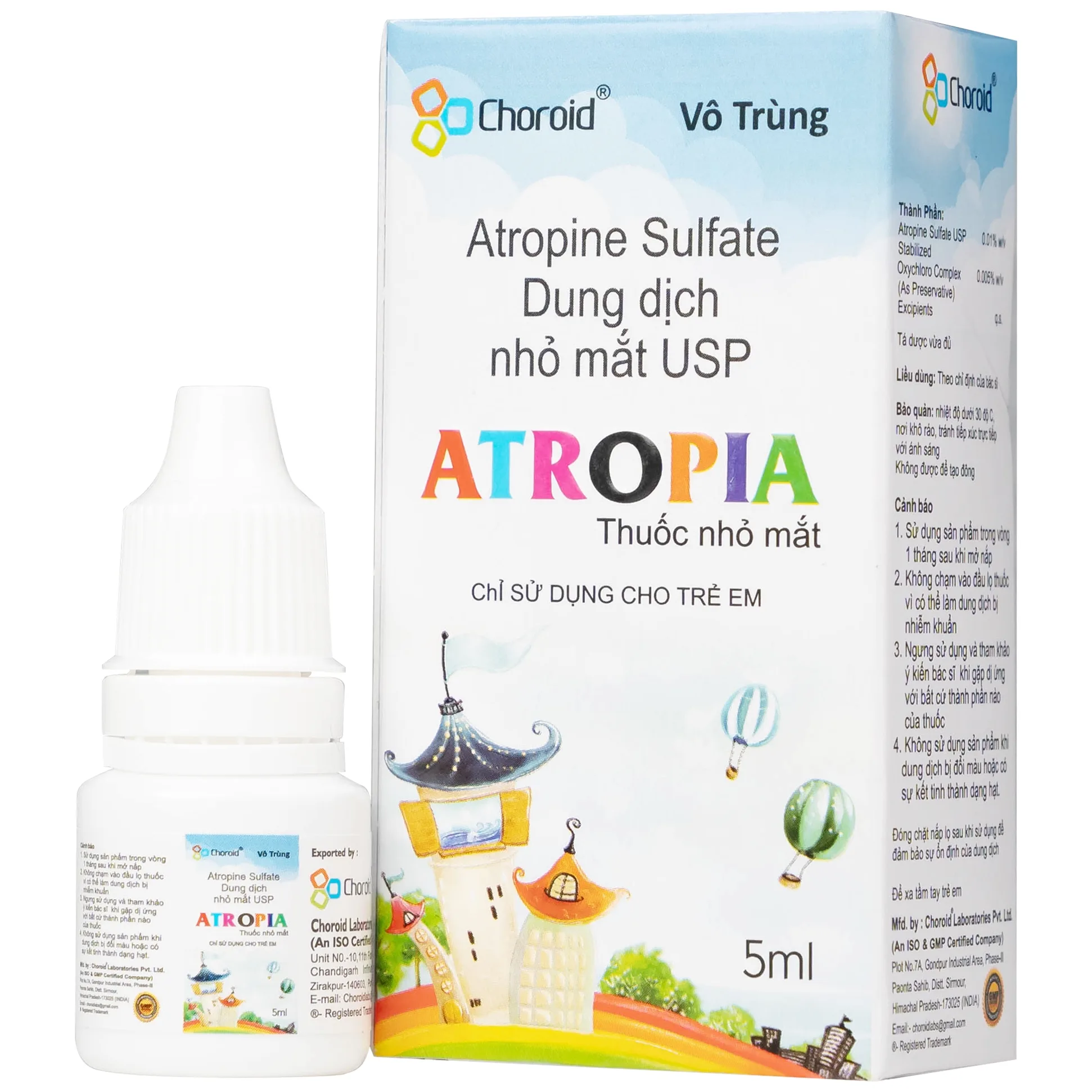 Hình ảnh Dung dịch nhỏ mắt ATROPIA 5ml Choroid kiểm soát và làm chậm sự phát triển tật cận thị ở trẻ em