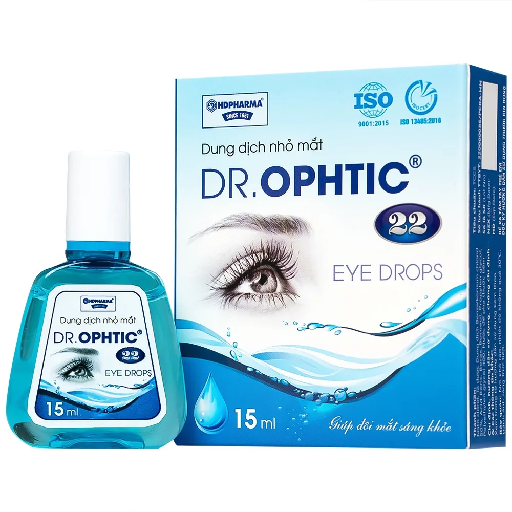 Hình ảnh Dung dịch nhỏ mắt Dr.Ophtic 22 HD Pharma 15ml dùng trong mỏi mắt, ngứa mắt, khô rát mắt