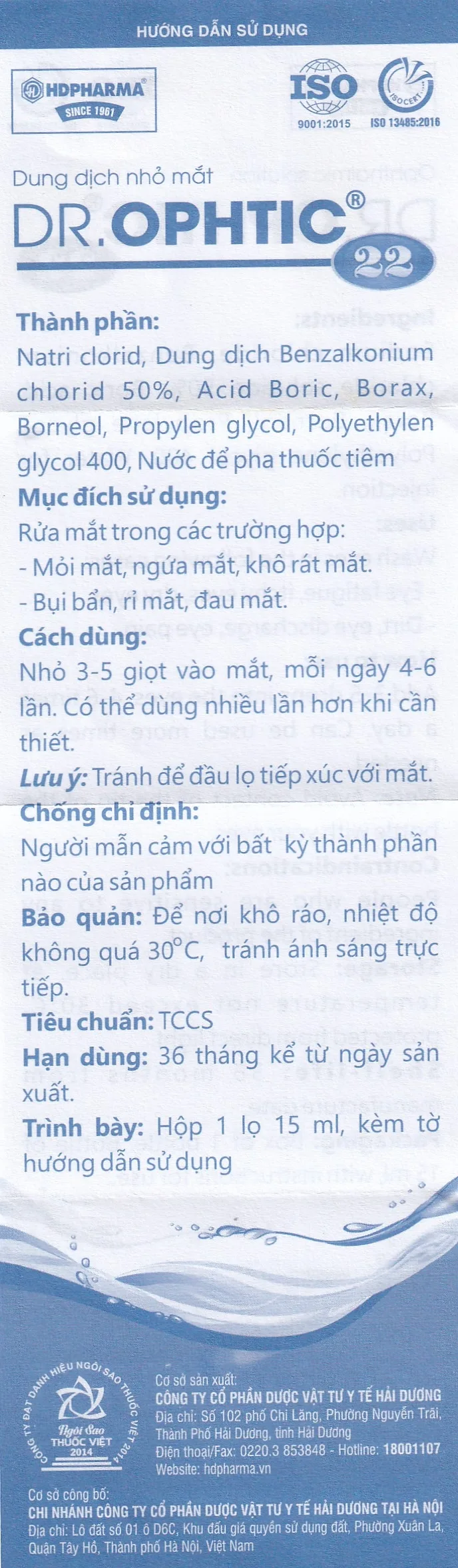 Hình ảnh Dung dịch nhỏ mắt Dr.Ophtic 22 HD Pharma 15ml dùng trong mỏi mắt, ngứa mắt, khô rát mắt