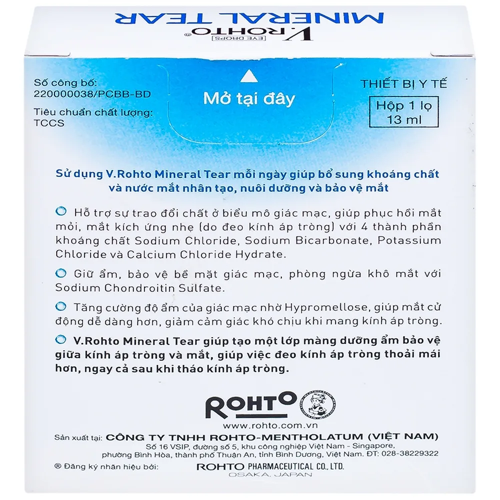 Hình ảnh Dung dịch nhỏ mắt V.Rohto Mineral Tear giữ ẩm và bổ sung khoáng chất (13ml)