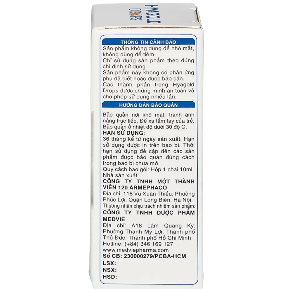 Hình ảnh Dung dịch nhỏ mũi Hyagold Drops 10ml Medvie làm sạch mũi 