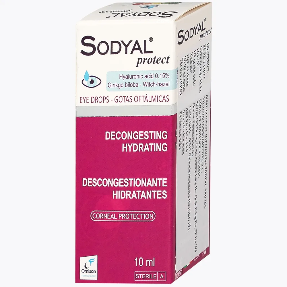 Hình ảnh Dung dịch nước mắt nhân tạo Sodyal Protect 10ml Omisan cấp ẩm và làm dịu dành, cấp ẩm cho mắt