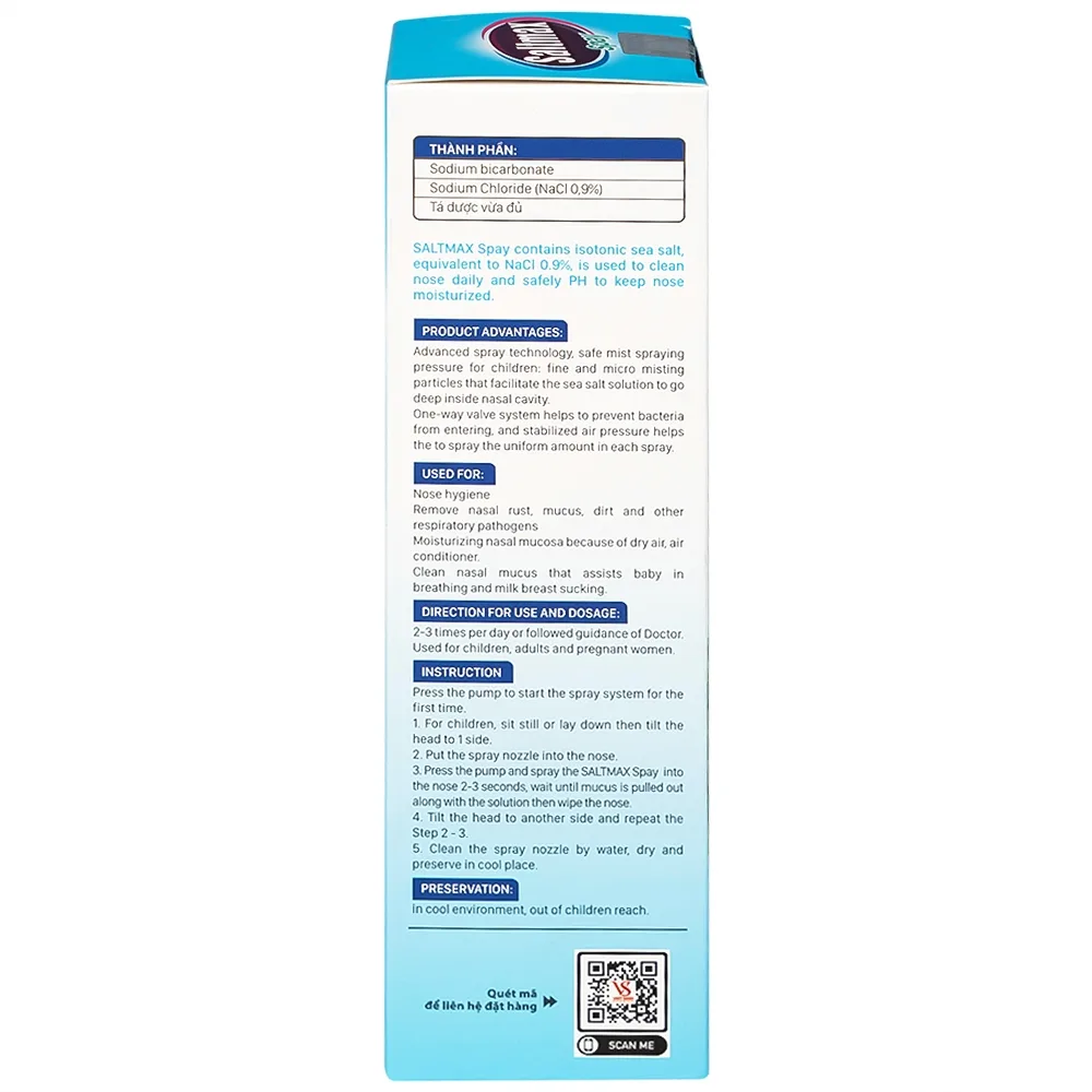 Hình ảnh Dung dịch vệ sinh mũi Saltmax Spay 100ml Việt Sinh giữ ẩm niêm mạc mũi