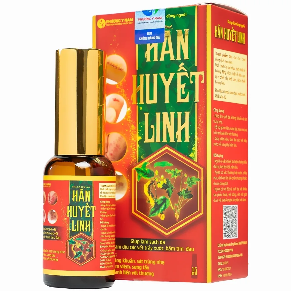 Hình ảnh Dung dịch dùng ngoài Hãn Huyết Linh làm sạch da, kháng khuẩn và sát trùng nhẹ (15ml)
