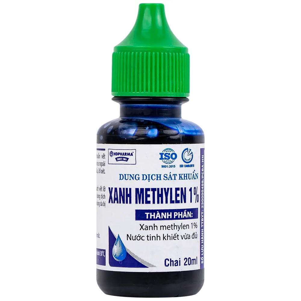 Hình ảnh Dung dịch sát khuẩn Xanh Methylen 1% HDpharma sát khuẩn, điều trị nhiễm virus ngoài da (20ml)