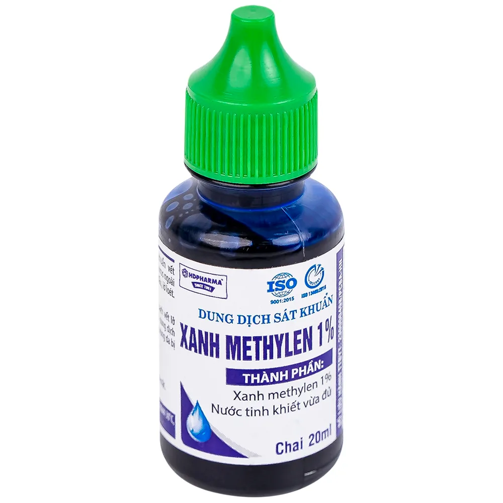 Hình ảnh Dung dịch sát khuẩn Xanh Methylen 1% HDpharma sát khuẩn, điều trị nhiễm virus ngoài da (20ml)