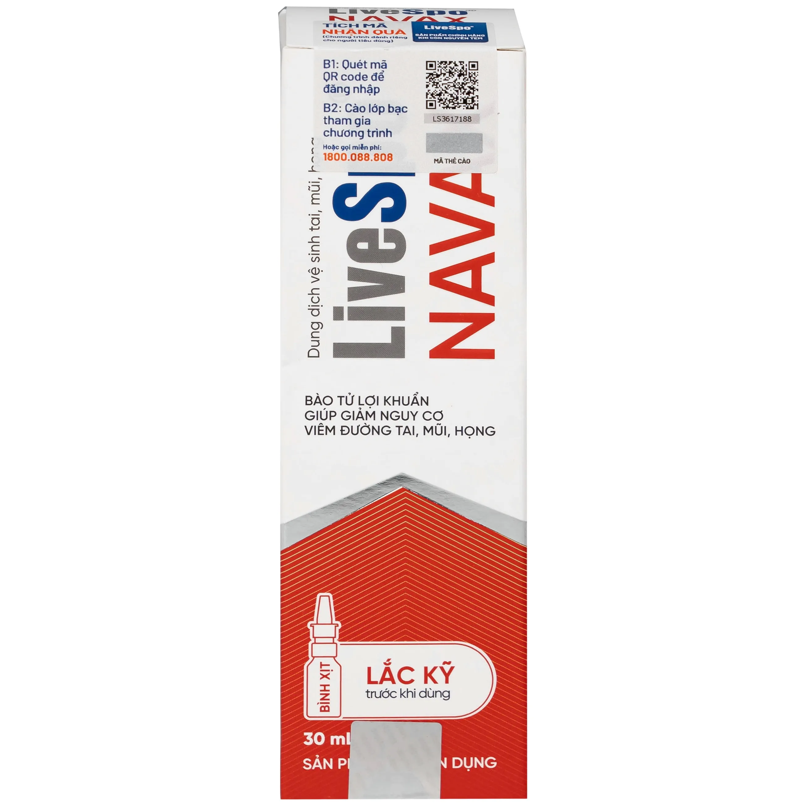 Hình ảnh Dung dịch vệ sinh tai, mũi, họng LiveSpo NAVAX 30ml giảm nguy cơ viêm tai, mũi, họng, viêm xoang