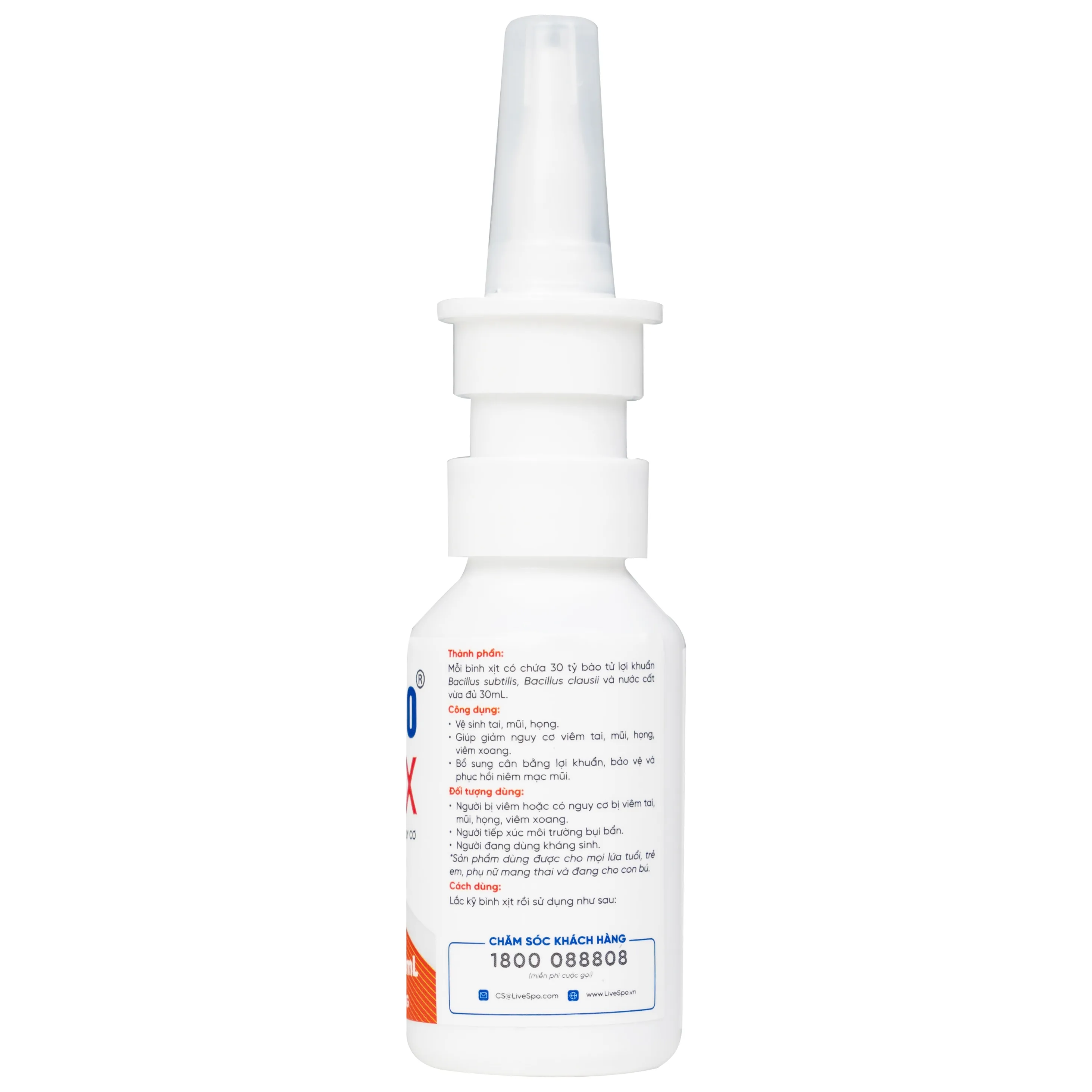 Hình ảnh Dung dịch vệ sinh tai, mũi, họng LiveSpo NAVAX 30ml giảm nguy cơ viêm tai, mũi, họng, viêm xoang