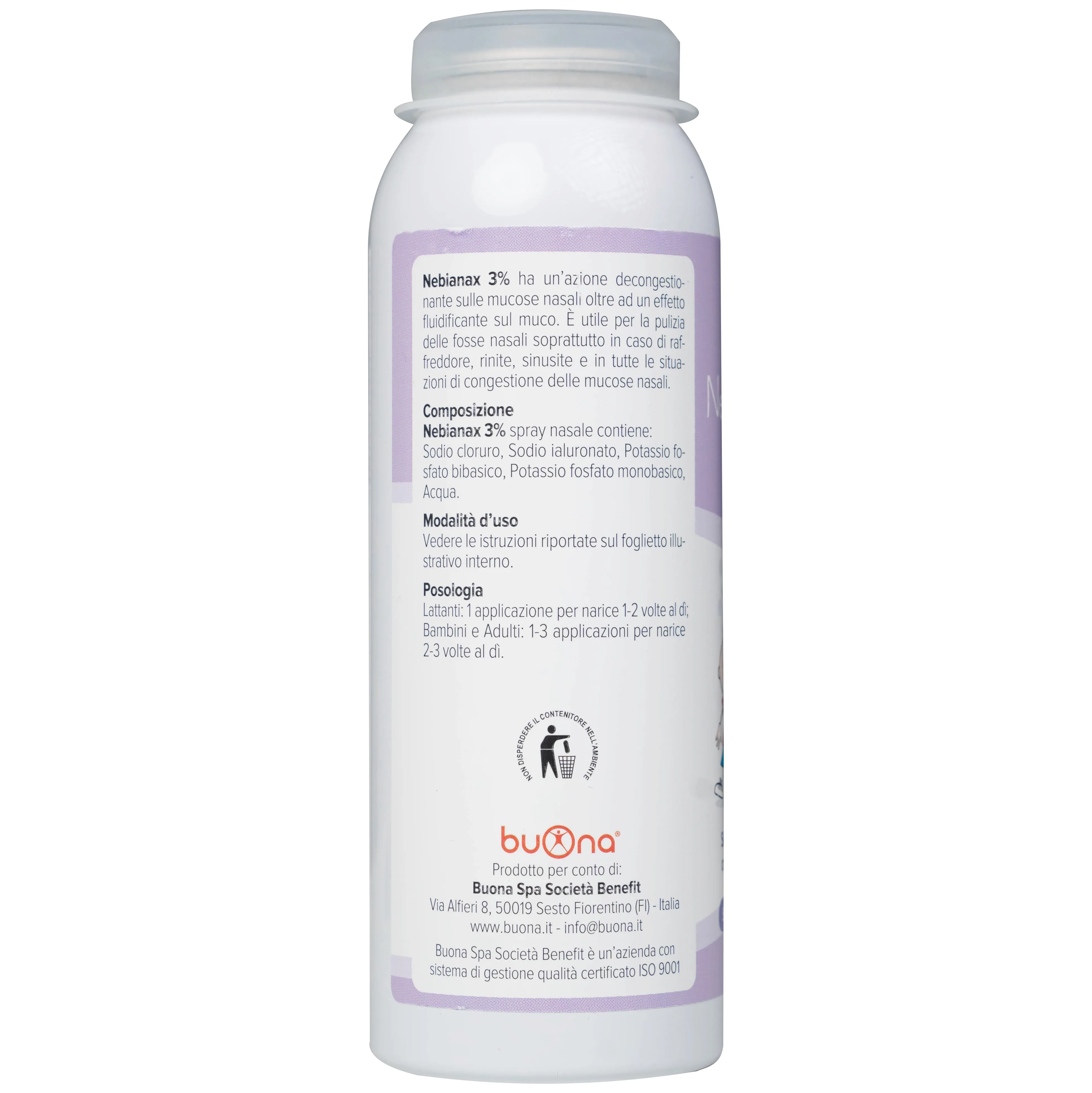 Hình ảnh Dung dịch xịt mũi Nebianax 3% Spray Nasale 100ml Buona làm sạch đường mũi