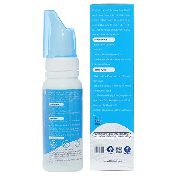 Hình ảnh Dung dịch xịt mũi Dr.Muối ngăn ngừa vi khuẩn, vi rút, viêm mũi, viêm xoang (100ml)
