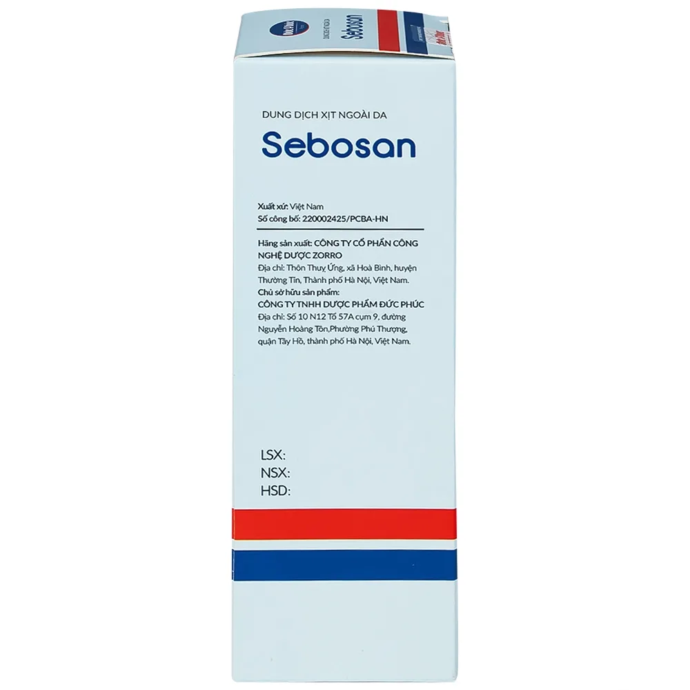 Hình ảnh Dung dịch xịt ngoài da Sebosan 100ml Đức Phúc vệ sinh, làm sạch các loại ký sinh trùng khỏi da
