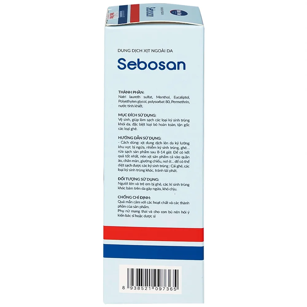 Hình ảnh Dung dịch xịt ngoài da Sebosan 100ml Đức Phúc vệ sinh, làm sạch các loại ký sinh trùng khỏi da