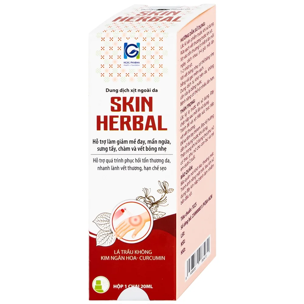 Hình ảnh Dung dịch xịt ngoài da Skin Herbal hỗ trợ giảm mày đay, mẩn ngứa, sưng tấy, chàm và vết bỏng nhẹ (20ml)