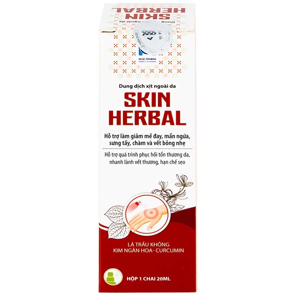 Hình ảnh Dung dịch xịt ngoài da Skin Herbal hỗ trợ giảm mày đay, mẩn ngứa, sưng tấy, chàm và vết bỏng nhẹ (20ml)