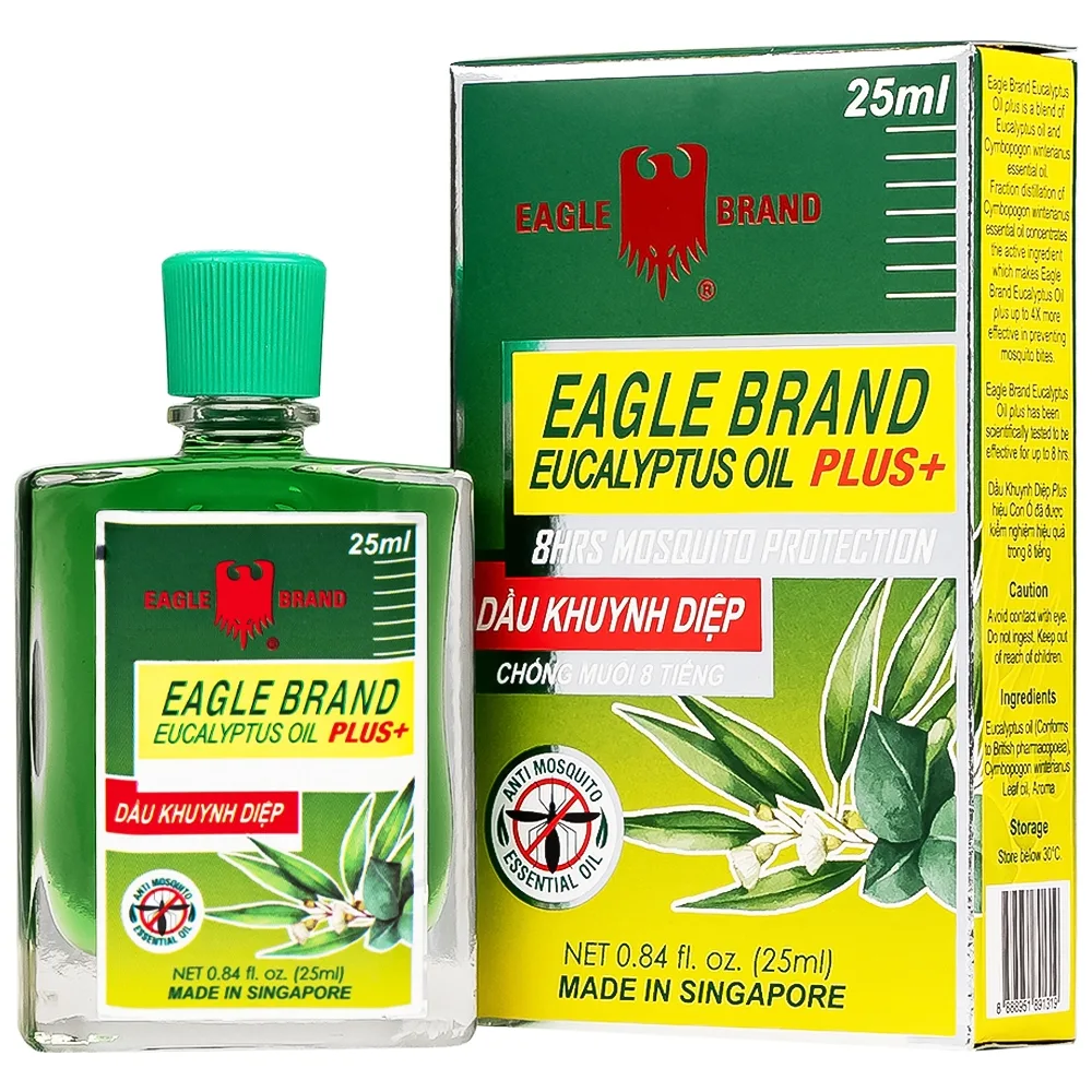 Hình ảnh Dầu khuynh diệp con ó Eagle Brand Eucalyptus Oil Plus+ 25ml chống muỗi 8 tiếng, điều trị cảm cúm