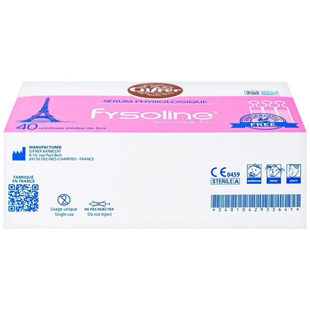 Hình ảnh Dung dịch nước muối sinh lý không chất bảo quản Fysoline Gifrer làm sạch mắt, mũi (40 ống)