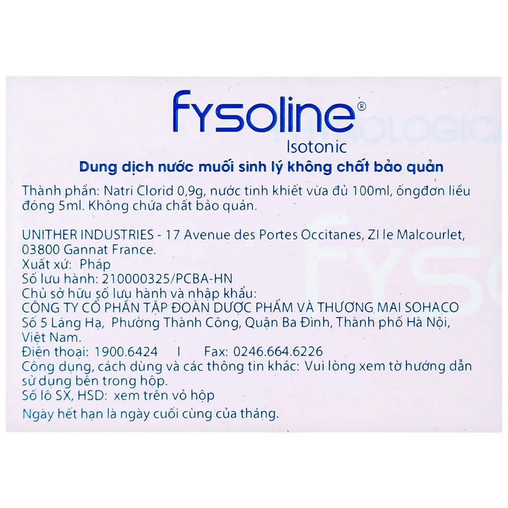 Hình ảnh Dung dịch nước muối sinh lý không chất bảo quản Fysoline Gifrer làm sạch mắt, mũi (40 ống)