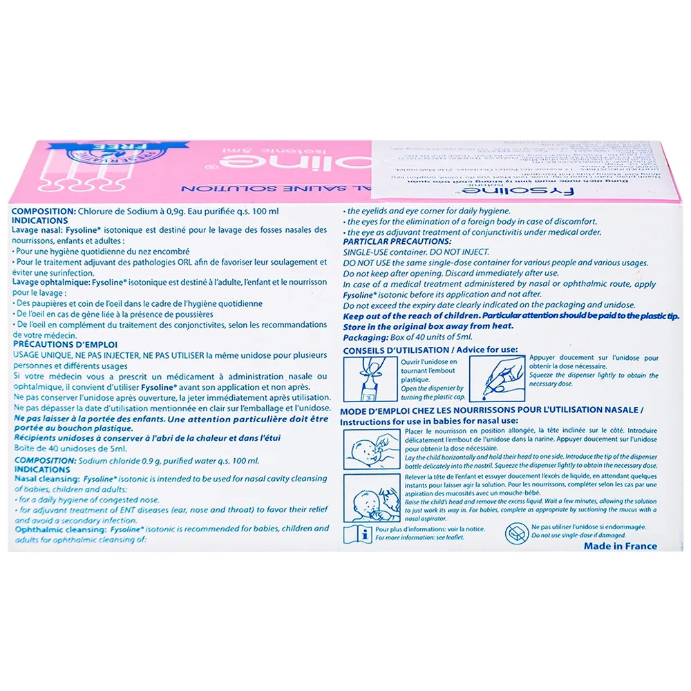 Hình ảnh Dung dịch nước muối sinh lý không chất bảo quản Fysoline Gifrer làm sạch mắt, mũi (40 ống)
