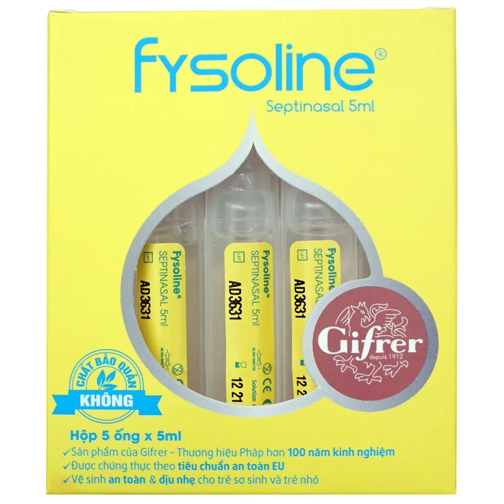 Hình ảnh Dung dịch rửa mũi Fysoline Gifrer 5ml cải thiện triệu chứng cảm lạnh, viêm mũi, cảm cúm (5 ống)