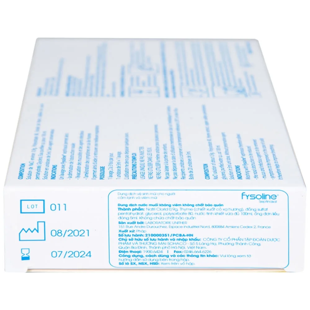 Hình ảnh Dung dịch nước muối Fysoline 5ml không chất bảo quản kháng khuẩn (20 ống)