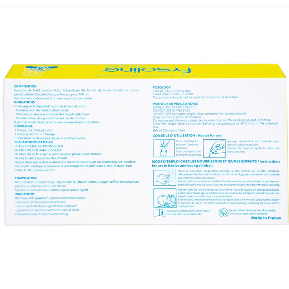 Hình ảnh Dung dịch nước muối Fysoline 5ml không chất bảo quản kháng khuẩn (20 ống)