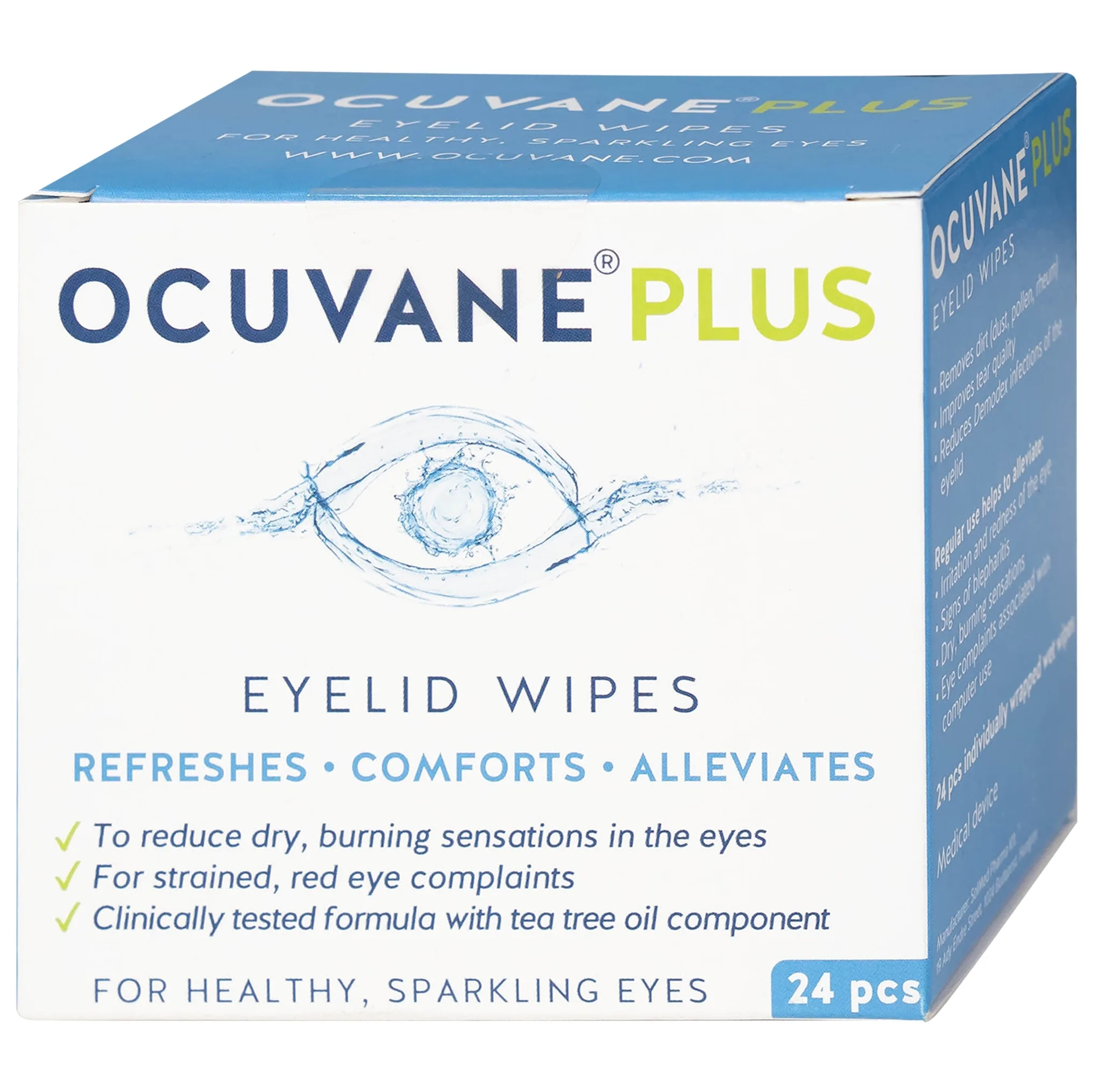 Hình ảnh Gạc lau mi mắt Ocuvane Plus Sucs làm sạch hiệu quả bụi bẩn và phấn hoa đọng lại trên mi (24 miếng)