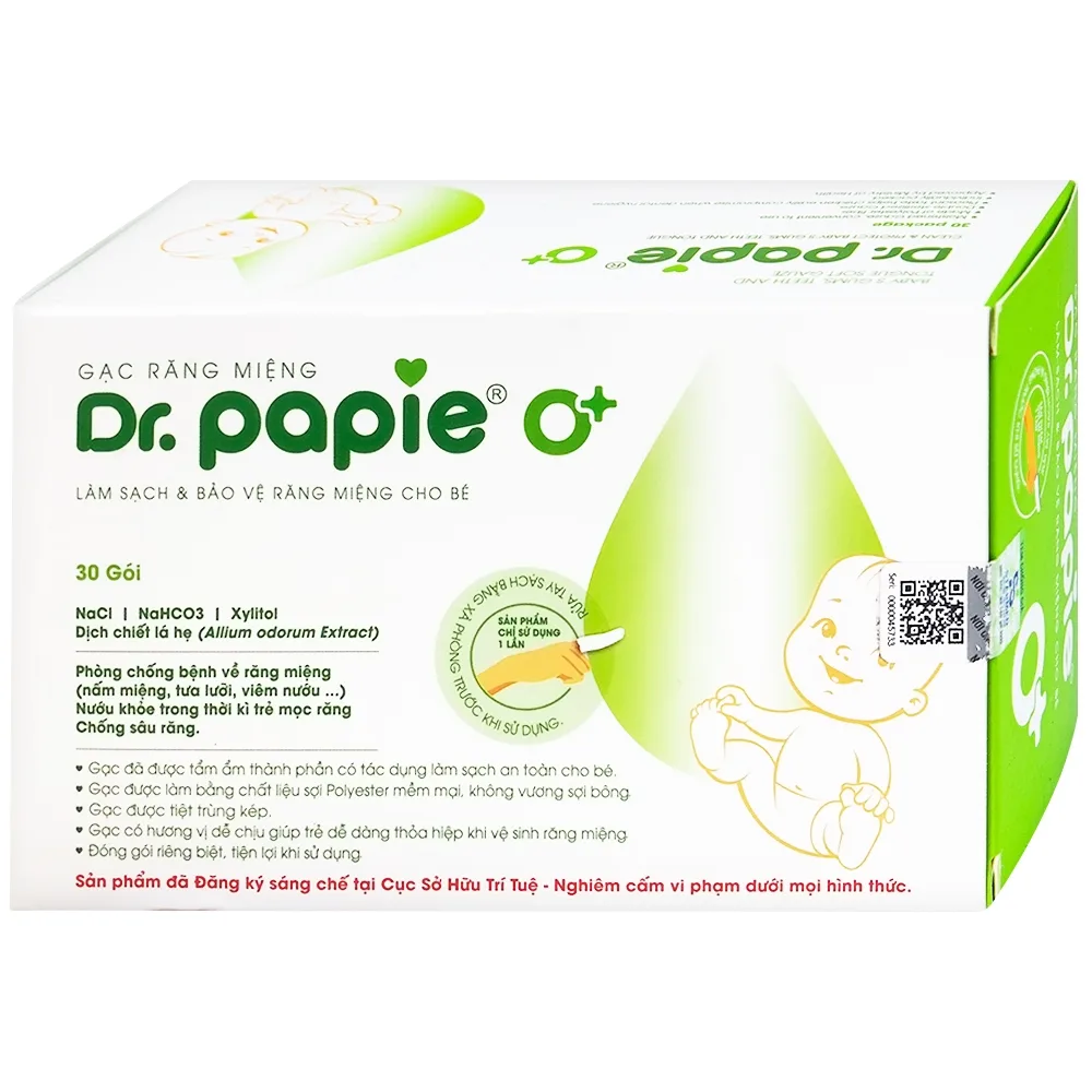 Hình ảnh Gạc răng miệng Dr.Papie làm sạch và bảo vệ răng miệng cho bé (30 gói)