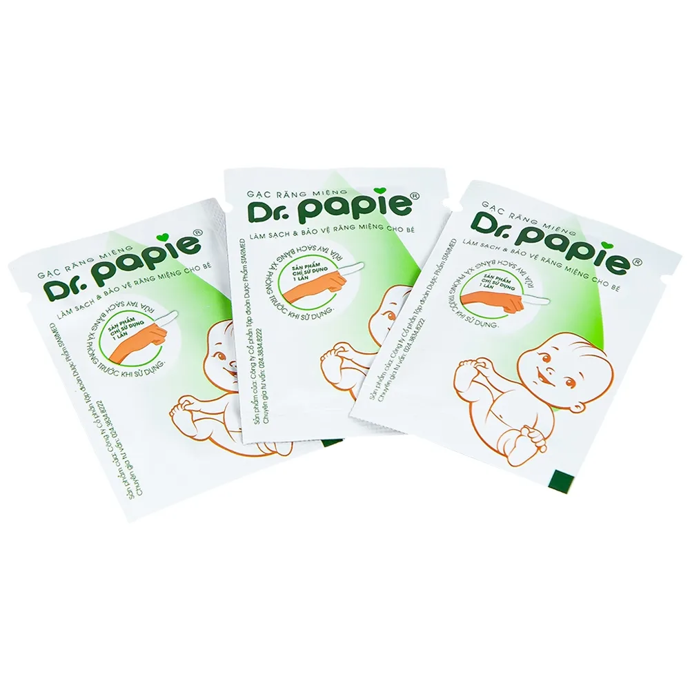 Hình ảnh Gạc răng miệng Dr.Papie làm sạch và bảo vệ răng miệng cho bé (30 gói)