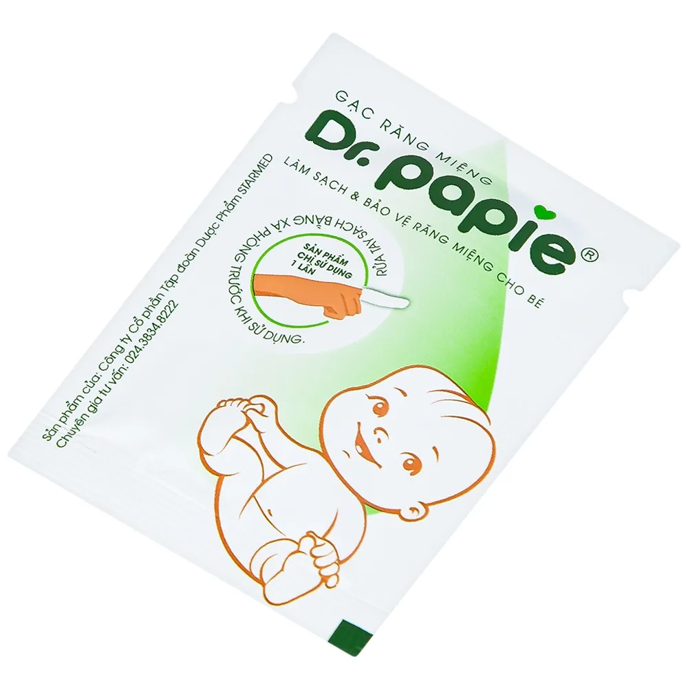 Hình ảnh Gạc răng miệng Dr.Papie làm sạch và bảo vệ răng miệng cho bé (30 gói)
