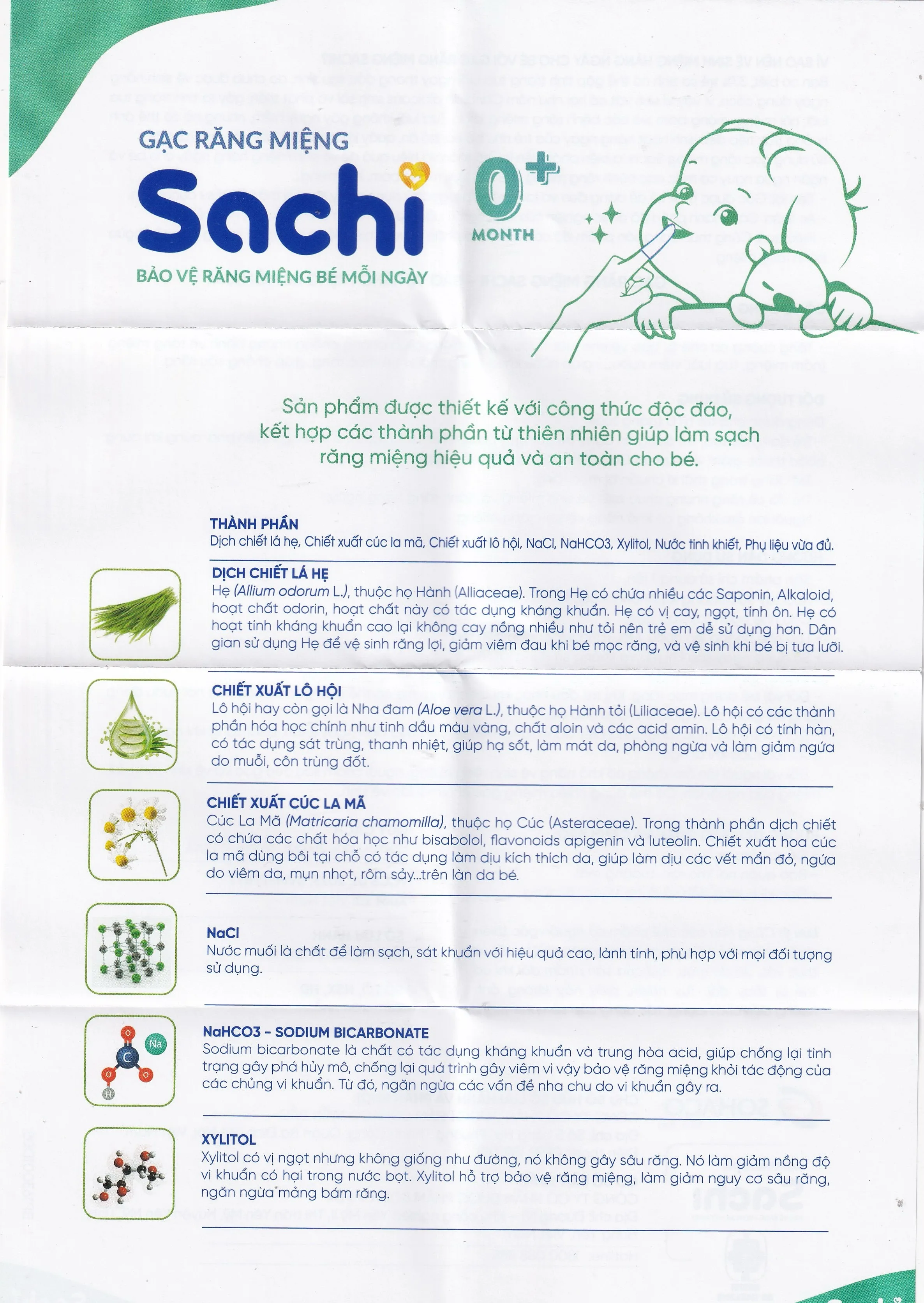 Hình ảnh Gạc răng miệng Sachi cho bé sơ sinh (30 gói) làm sạch và bảo vệ răng miệng cho bé