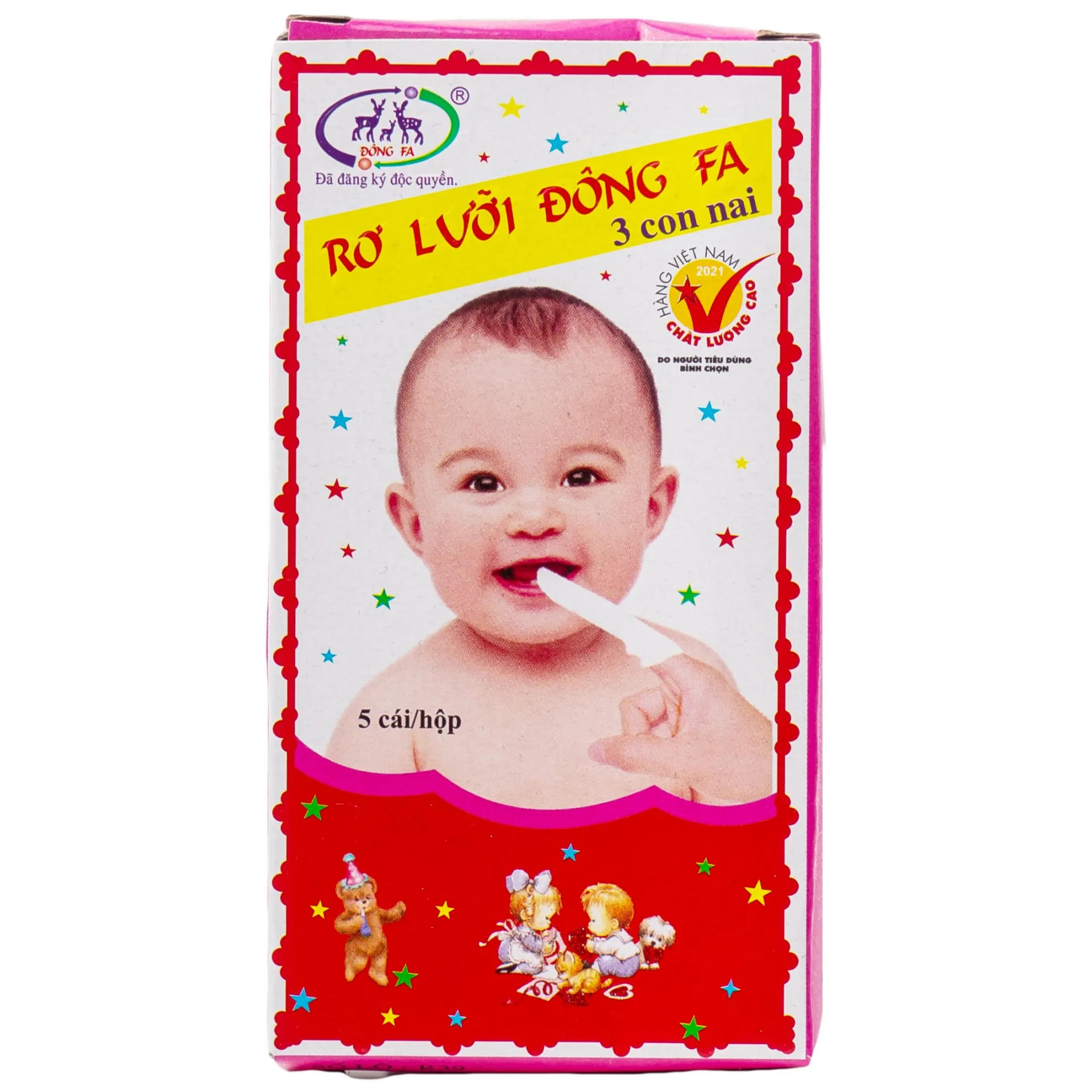Hình ảnh Gạc rơ lưỡi Đông Fa 3 Con Nai vệ sinh, làm sạch lưỡi, răng miệng cho bé (250 hộp)