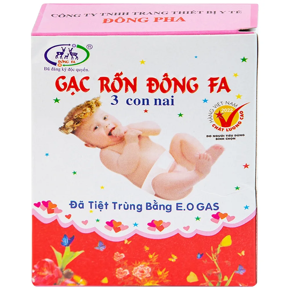 Hình ảnh Gạc rốn Đông Fa 3 Con Nai bảo vệ vùng rốn và giữ ấm cho bé (100 hộp)