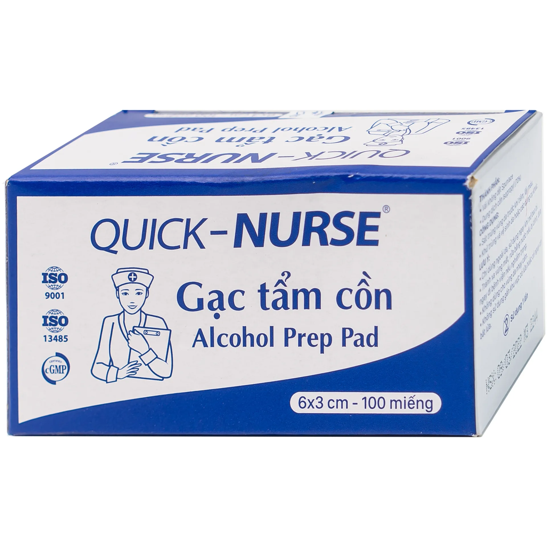 Hình ảnh Gạc tẩm cồn 6cm x 3cm Quick - Nurse làm sạch da và chống lại vi khuẩn (100 miếng)