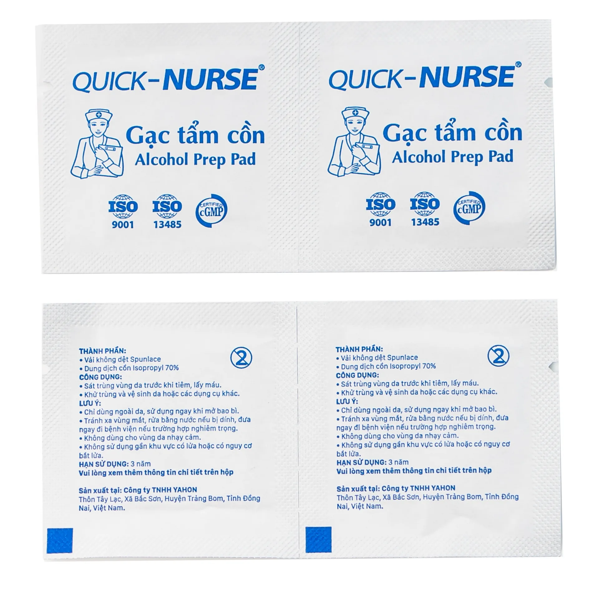 Hình ảnh Gạc tẩm cồn 6cm x 3cm Quick - Nurse làm sạch da và chống lại vi khuẩn (100 miếng)
