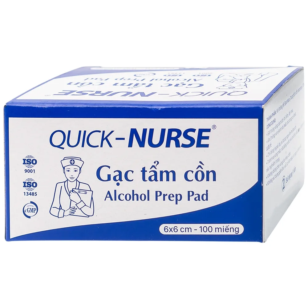 Hình ảnh Gạc tẩm cồn 6cm x 6cm Quick - Nurse sát trùng da, khử trùng dụng cụ (100 miếng)