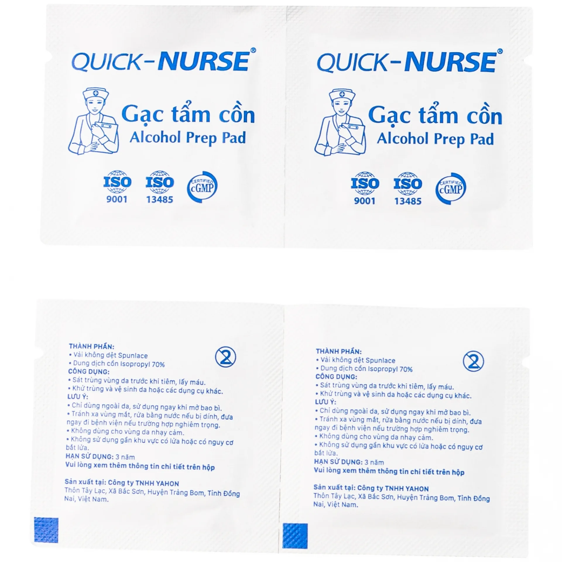 Hình ảnh Gạc tẩm cồn 6cm x 6cm Quick - Nurse sát trùng da, khử trùng dụng cụ (100 miếng)