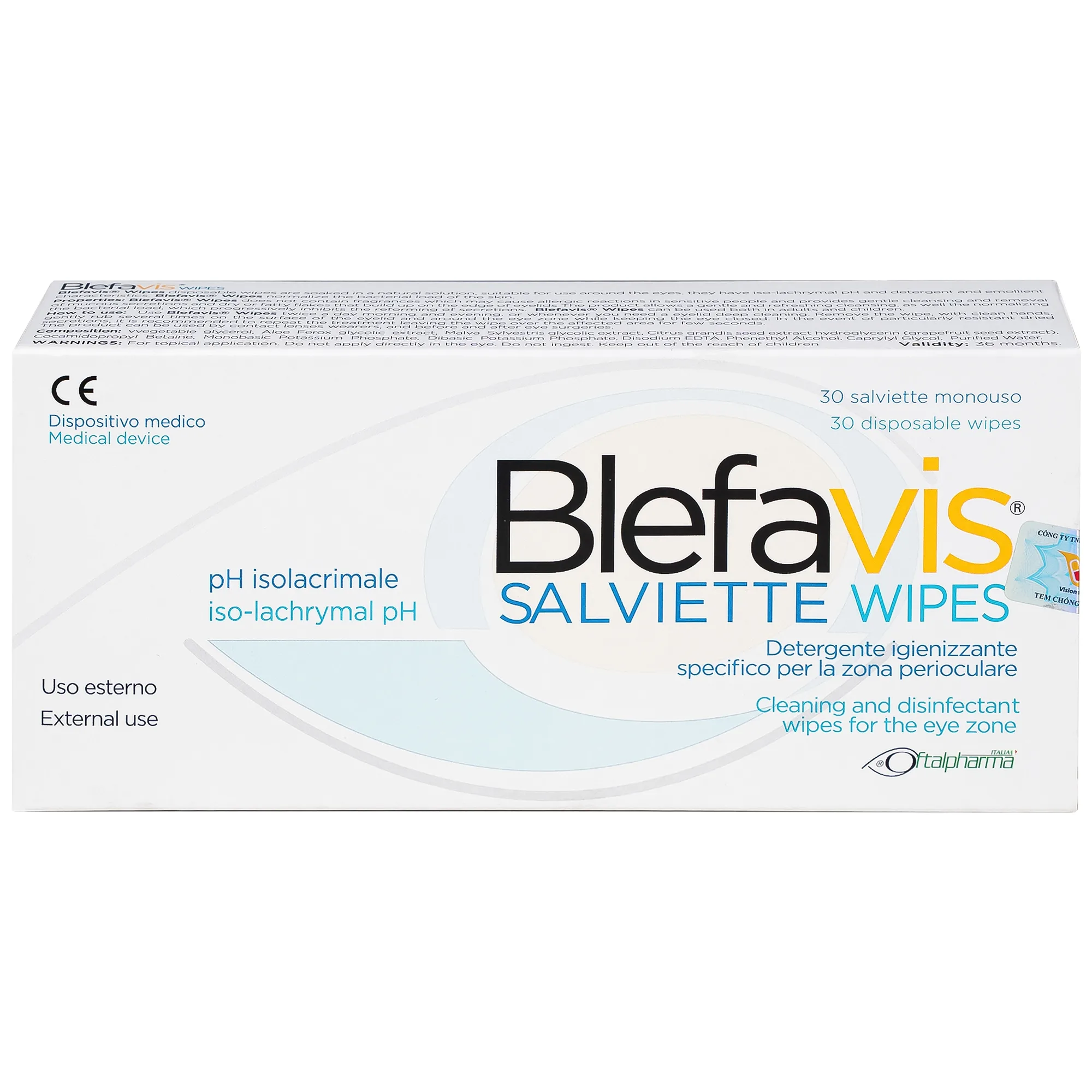 Hình ảnh Gạc lau mi mắt Blefavis Wipes (30 miếng) làm sạch mí mắt nhạy cảm, viêm bờ mi, sát khuẩn trước & sau phẫu thuật