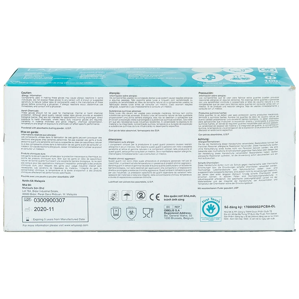 Hình ảnh Găng tay cao su y tế có bột Latex ASAP Malaysia Size S (100 cái)