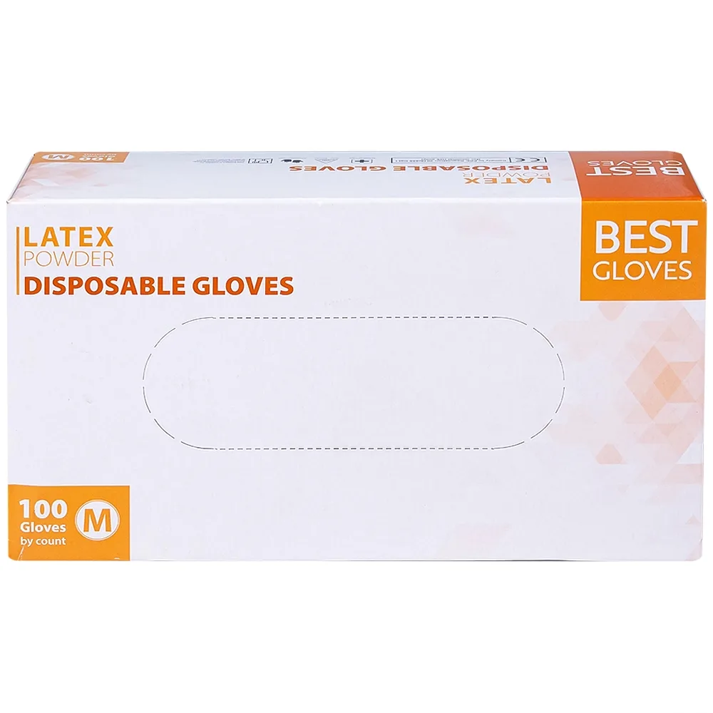 Hình ảnh Găng tay cao su y tế có bột phủ Latex Powder Disposable Best Gloves size M (100 cái)