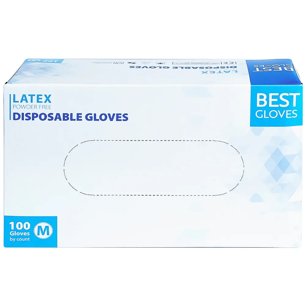 Hình ảnh Găng tay cao su y tế không bột phủ Latex Powder Free Disposable Best Gloves size M (100 cái)