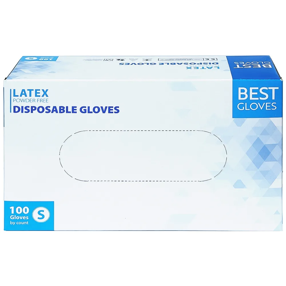 Hình ảnh Găng tay cao su y tế không bột phủ Latex Powder Free Disposable Best Gloves size S (100 cái)