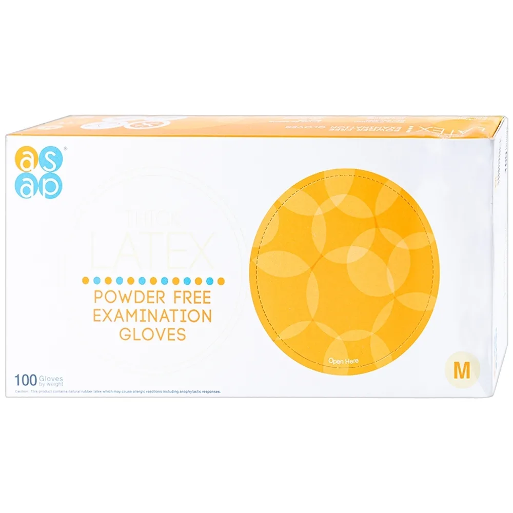 Hình ảnh Găng tay cao su y tế không bột Size M Polymer Latex Asap Powder Free Examination Gloves (100 cái)