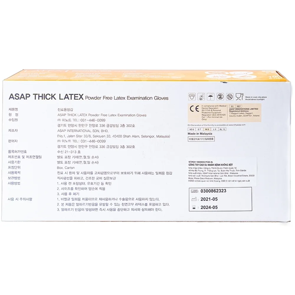 Hình ảnh Găng tay cao su y tế không bột Size M Polymer Latex Asap Powder Free Examination Gloves (100 cái)