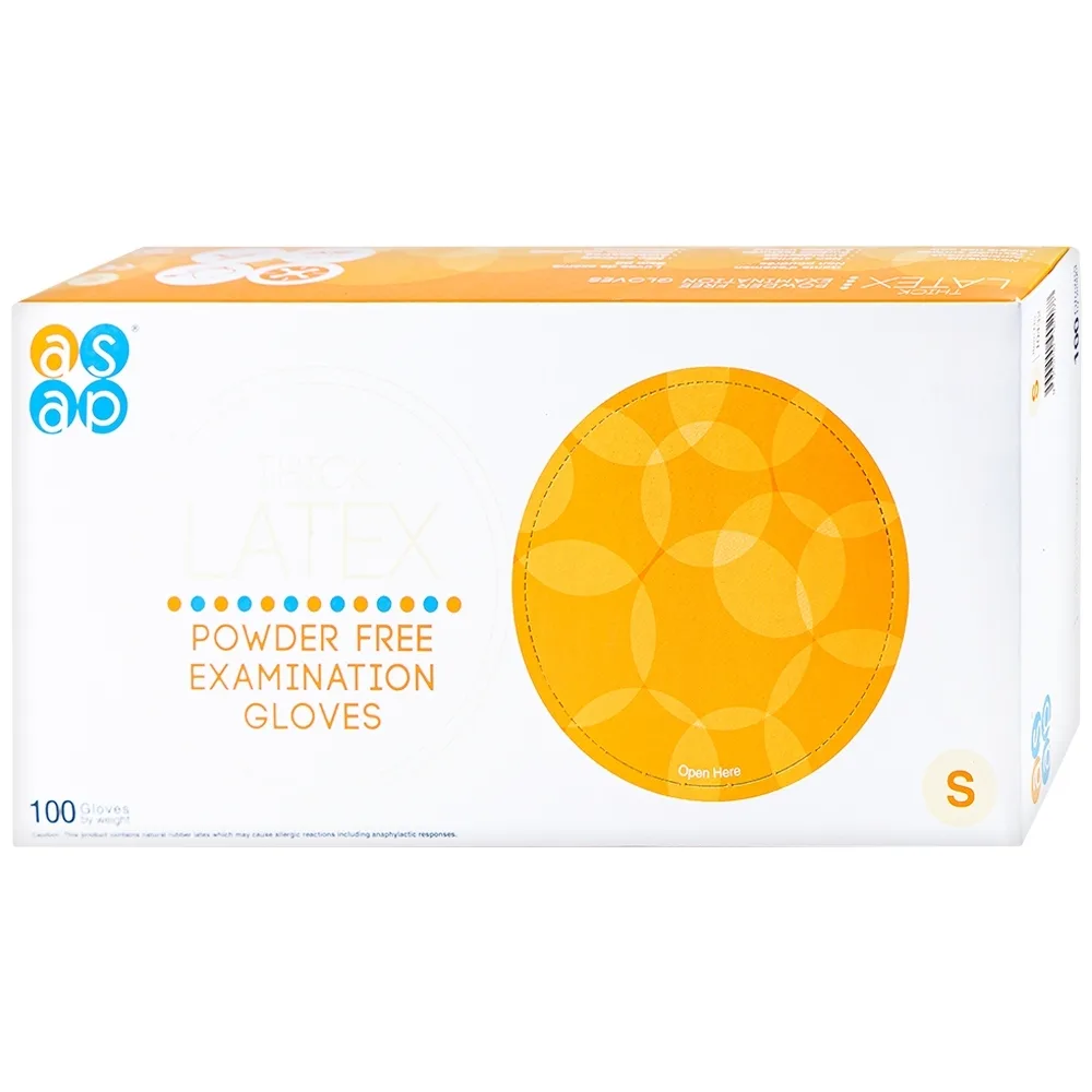 Hình ảnh Găng tay cao su y tế không bột Size S Polymer Latex Asap Powder Free Examination Gloves (100 cái)