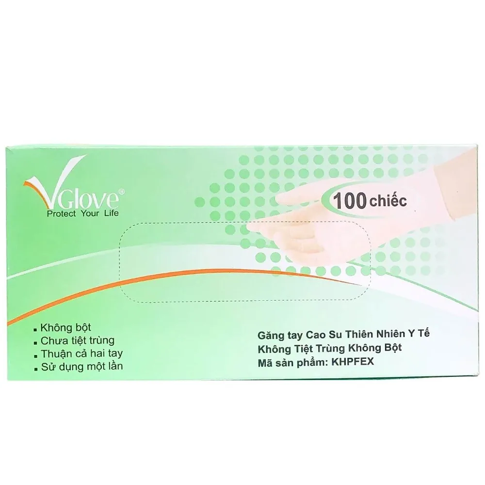Hình ảnh Găng tay cao su y tế nhám không bột VGlove Size M (100 cái)
