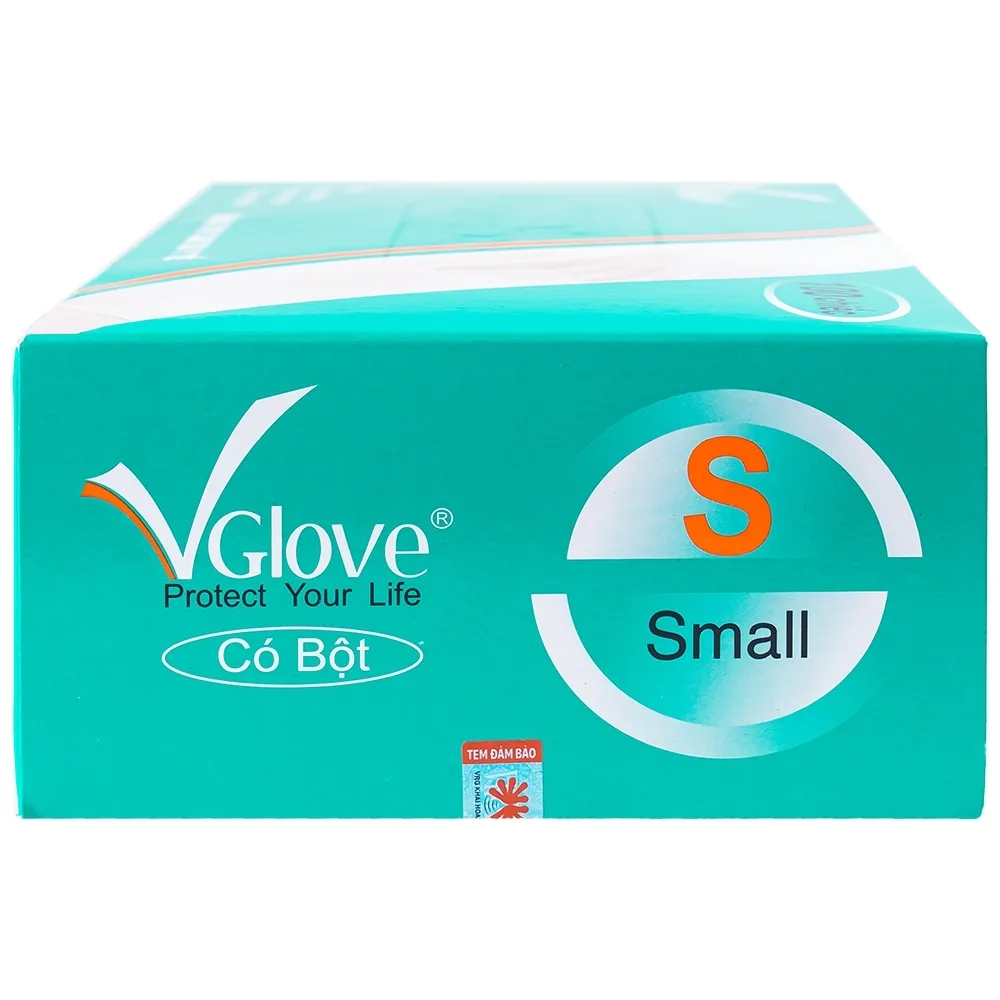 Hình ảnh Găng tay cao su y tế trơn có bột VGlove Size S (10 hộp x 100 chiếc)